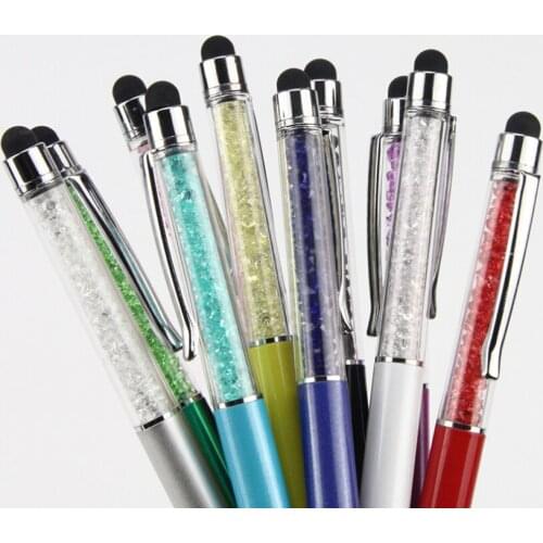 2 in 1 Luxury Diamond Capacitive Screen Stylus Touch Pen Ball Point Pens for iPhone Samsung Mobile Phone Tablet PC