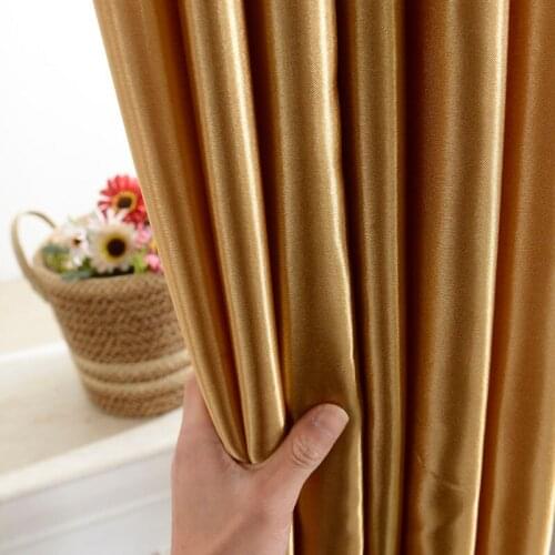 2021 Modern Gold Curtains Solid-colored Windows High Shade Cloth Curtain Living Room Bedroom Balcony Translucent Panel Curtain