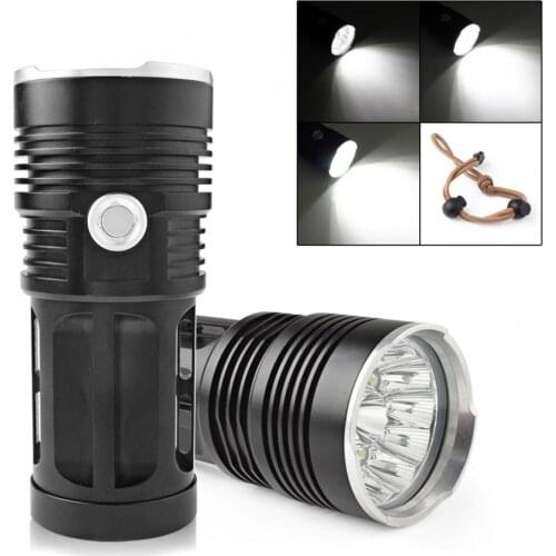 3600LM 12x XML-T6 LED Super Bright Backpacking Fishing Flashlight with 3 Modes Torch Flash Lamp