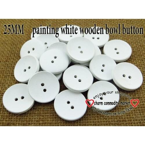 40PCS 25MM White painting wooden buttons BRAND 15MM wood BUTTON 2 HOLE coat boots sewing clothes accessory MCB-653