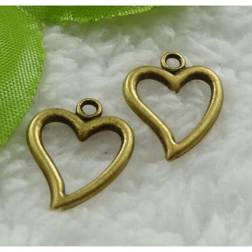 400 pieces antique bronze heart charms 19x15mm #958