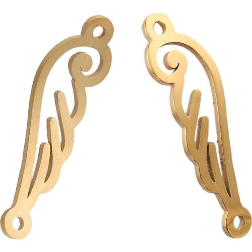 5pcs/lot Gold Angel Wings Stainless Steel Hollow Pendant Connectors Handmade Charm DIY Earring Bracelet Jewelry Making Supplies