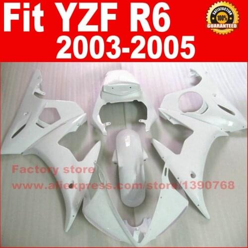 Motor parts for YAMAHA R6 fairing kits 2003 2004 2005 all white YZF R6 motorcycle fairings set kit 03 04 05