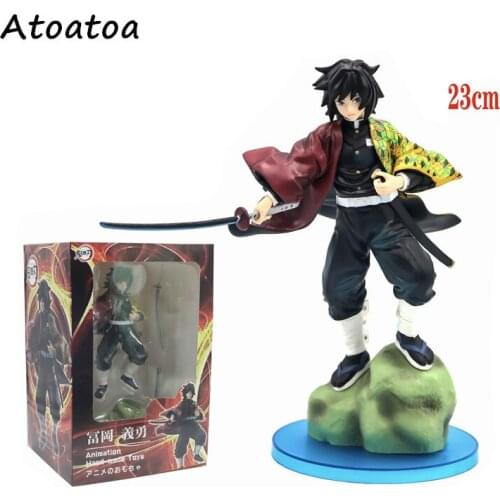 Devils Blade Anime Figure Tomioka Giyuu Fight Statue Demon Slayer Action Figure Japan Manga Kimetsu No Yaiba Model Toys Decor