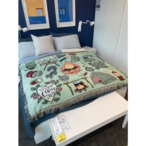 Torch Throw Blanket Multi Function 2 Sides Sofa Covers Tassel Piano Dust Cover Air Conditioning Camping Blankets for Bed