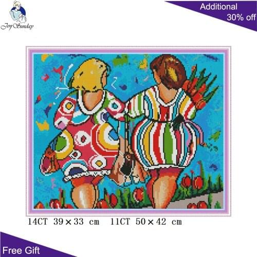 Joy Sunday Fat Buttocks RA374 Counted Stamped Home Decor Plump Body Women Needlework Embroidery DIY Cross Stitch kits