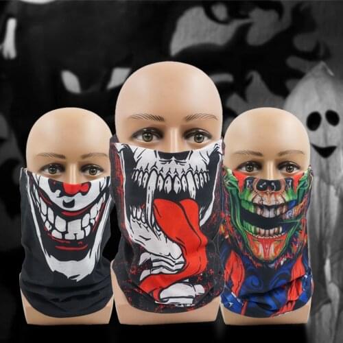 Multifunctional Horrifying Skull Tube Bandana Full Face Cover Neck Gaiter Cycling Balaclava Tube Scarf Halloween Party Decor
