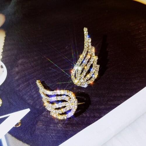 Fashion Wings Rhinestone Stud Earrings For Women 2020 New Elegant Earings Korean Style Fashion Jewelry Wholesale