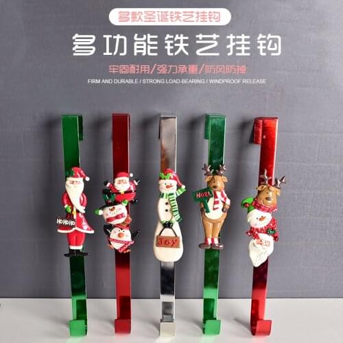 Christmas decorations wrought iron color Santa Claus snowman hook garland elk hook rattan wall hanging door