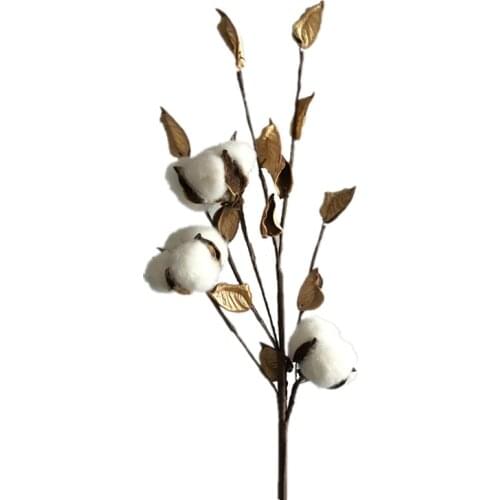 New Natural Looking Artificial Dried Cotton Flowers Stems Picks Branch Fillers for Farmhouse Home Cozy Decoration