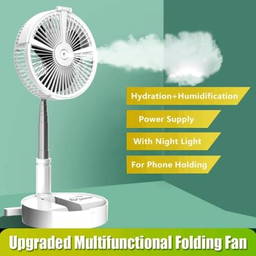 Portable USB Fan Telescopic Mini Air Conditioner USB Night Light Cooling Fan Desk Quiet Personal Fans for Home Office