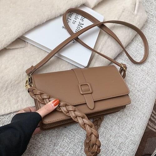 Simple Small Women Crossbody Bags Pure Color Square Handbags Female Vintage Designer Underarm Bag Casual Flap Tote Shoulder Bags