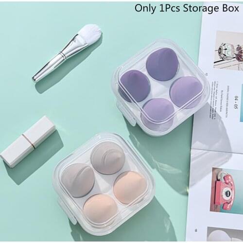 1Pc Transparent 4 Grids Puff Drying Holder Box Cosmetic Puff Display Storage Case Makeup Sponge