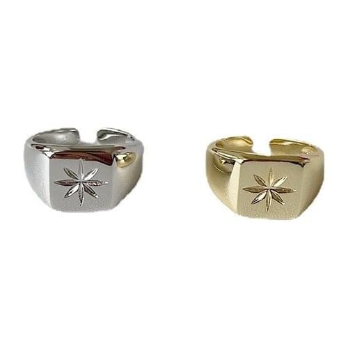 Luxury Vintage Double-layer Stars Sweet Opening Gold Silver Rings Couple Jewelry Commemorative Anniversary Gift Accessories