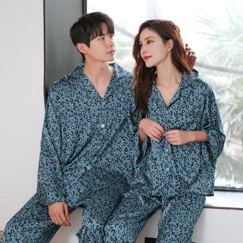 2PCS Luxury Pajama Suit Satin Silk Pajamas Sets Couple Sleepwear Family Pijama Lover Night Suit Men & Women Casual Home Clothing
