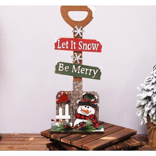 Christmas Wood House Mailbox Shovel Indoor and Outdoor Decorations Wooden Door Hanging Sign Home Decore Welcome Decor Ornaments