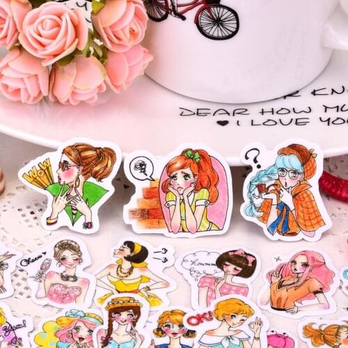 40pcs Self-made Japanese Cartoon characters girl Sticker Scrapbooking Decorative decoration /waterproof paper stickers