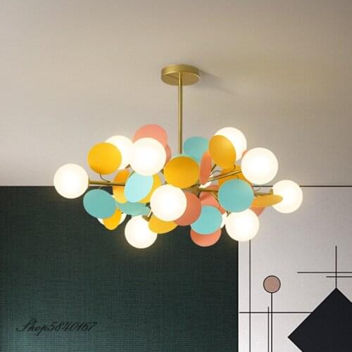 Modern Led Chandeliers Colourful Flower Branch Chandelier Lighting for Children Bedroom Lamps Living Room Hanging Lamps Lustre