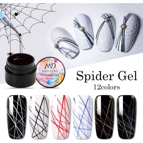 1 Box Spider UV Gel Polish Elastic Drawing Gel Purple Yellow White Mixed Colors Soak Off Nail Art Gel Varnish