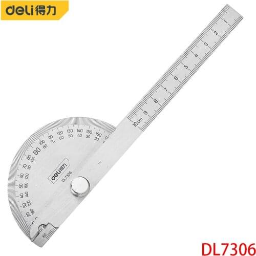 Deli DL7306 Angle Ruler Specification:150mm Stainless Steel Material Measuring Tool Used By Woodworkers, Electricians 0~180