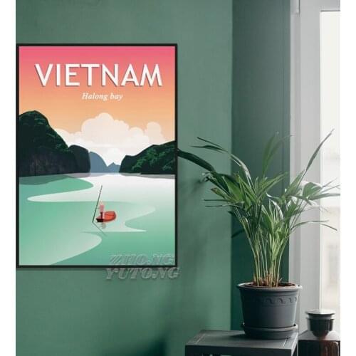 Vietnam Halong Bay Vintage Poster Canvas Painting Travel Scenery Tourism Art Painting Wall Picture Home Decor Traveler Gift Idea