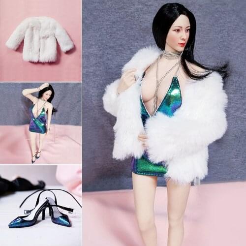 1/6 Female Soldier Clothes Accessories Suit Sexy Nightclub Queen Skirt Fur Coat Crystal Shoes 12 Inch Woman Puppet Available