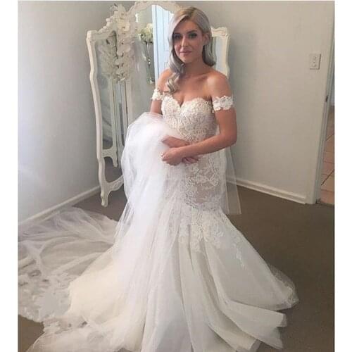 Vestido De Novia luxury sweetheart lace mermaid wedding dress sexy tulle long train bridal gown Wedding gown Robe De Mariage