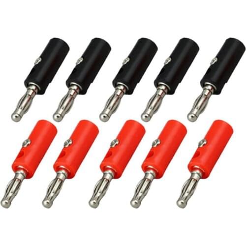 10pcs Banana Plug Red+Black 4mm Audio Speaker Wire Cable Screw Type Banana Connector