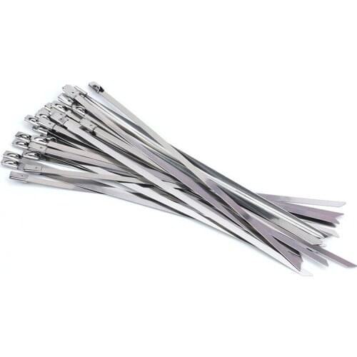 100PCS Multi-Purpose Locking Cable Metal Zip Ties Stainless Steel Cable Ties Locking Metal Zip-Exhaust Wrap Coated