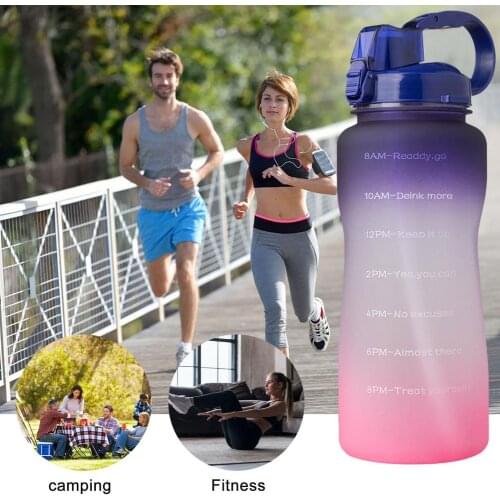 2000ml Large-Capacity Bottle Handle Gradient Color Sport Bottle With Straw Water Bottle Cup Creative Portable Leak-proof Cup
