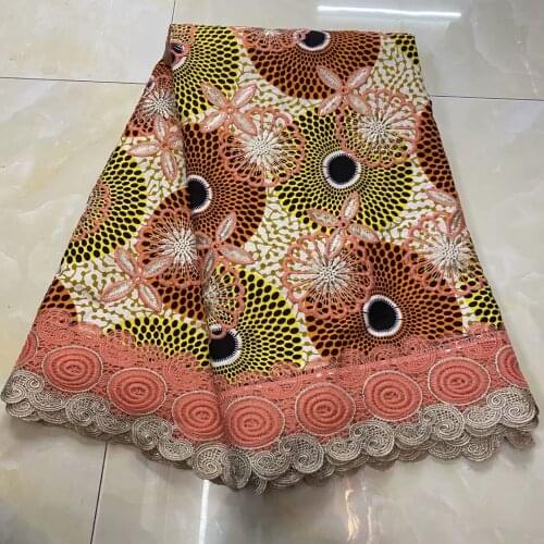 2021 African Batik Tissue Cloth Lace Wax Brocade Printed Fabrics Embroiderd Guipure Lace Ankara Wax 6Yard Sewing For Dress Wear