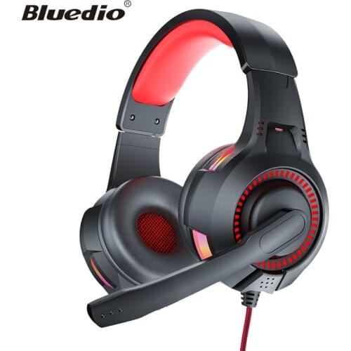 Bluedio D5 gaming headphone computer headset USB 3.5mm wired headphone on ear headphone with mic LED light for gamer PC laptop