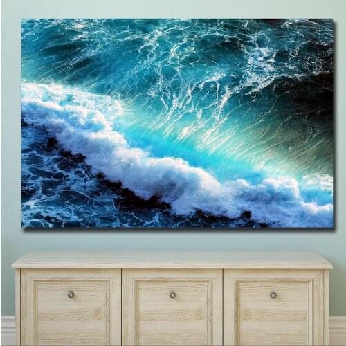 Large Size Printing Wall Pictures Oil Painting Sea Waves Ocean Wall Art Canvas Print Pictures for Living Room and Bedroom