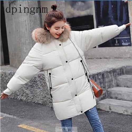 Big fur winter coat thickened parka women stitching slim long winter coat down cotton ladies down parka down jacket women 2018