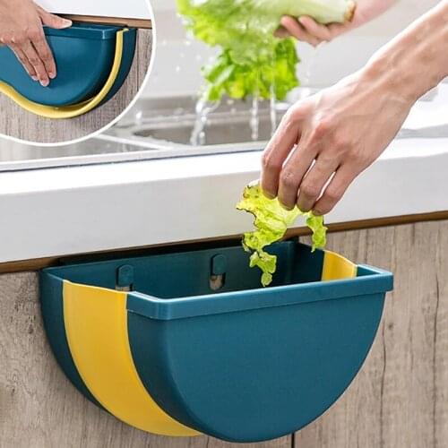 Large Foldable Kitchen Trash Plastic Storage Box Organizer For Kitchen Accessories Storage Basket Kitchen Storage Box/rack Shelf