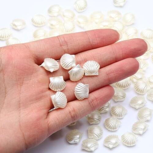 13x11mm 50pcs Beige Seashell Shape Acrylic Beads Loose Spacer Beads For Fashion Costume Jewelry Making DIY Handmade Accessories