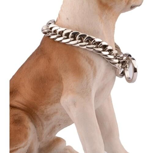 17mm Stainless Steel Heavy Curb Chain Pet Dog Collar Choker for Pitbull Rottweiler or More