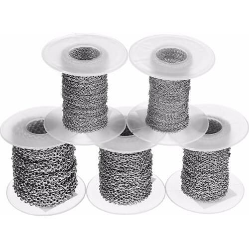 LOULEUR 10yards/roll 1/1.5/2/2.5/3mm Stainless Steel Necklace Chains Bulk Fit Necklaces Bracelets Link Chain Jewelry Making