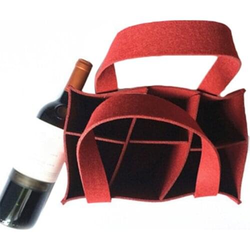 Wine/beer Bag Felt 6-Grid Beer Wine Protective Handbag Storage Bag Carrier Large Volume Portable Storage Beer Wine Bag Holder