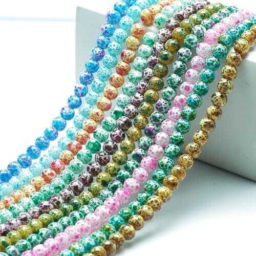 100Pcs/lot Crystal Glass Beads Round 8mm Loose Spacer Bead Pattern Crafts Jewelry Supplier Making Bracelets Necklace Accessoires