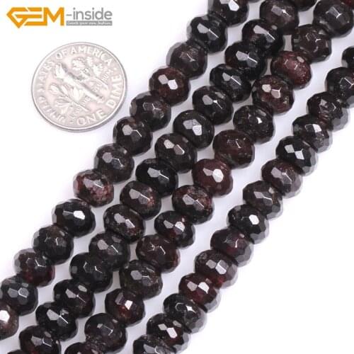 Gem-inside Natural Faceted Red Garnet Rondelle Spacer Stone Beads For Jewelry Making 15inches DIY Jewellery
