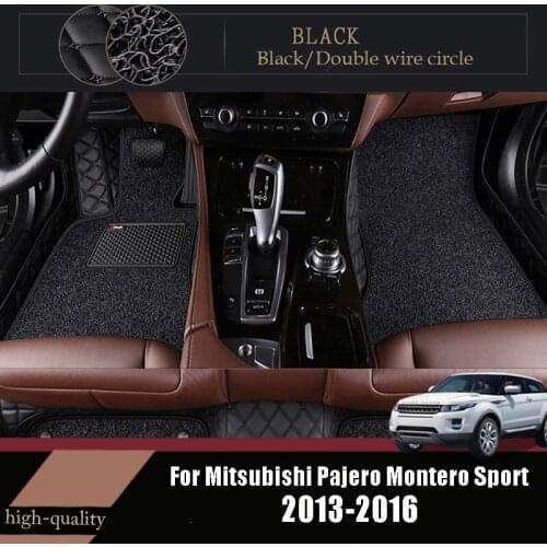 Car Floor Mats For Mitsubishi Pajero Montero Sport 2016 2015 2014 2013 (7 Seater) Carpets Custom Double Layer Wire Loop Leather