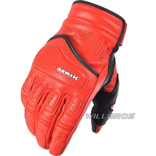 Motorcycle Berik Leather Guantes Touch Screen Gloves Motorbike Street Moto Scooter Riding Red Luvas Mens