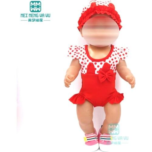 Doll clothes for 43cm new born doll and american doll Accessories fashion one-piece baby swimsuit and hat