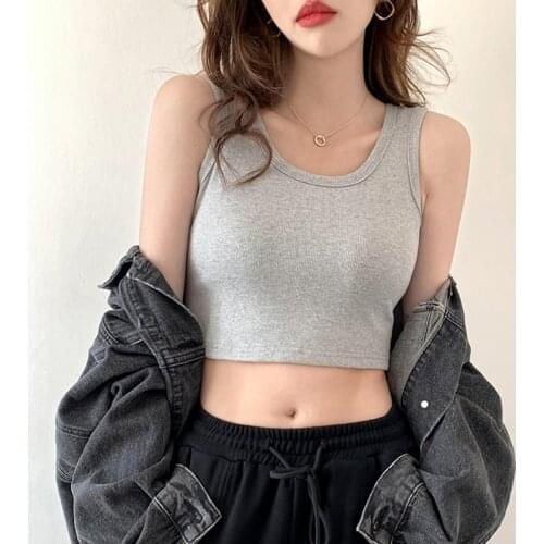 Summer Tops Women 2021 Vintage White Sleeveless Basic Soild Sexy Crop Tank Top Korean Streetwear cropped sleeveless feminino