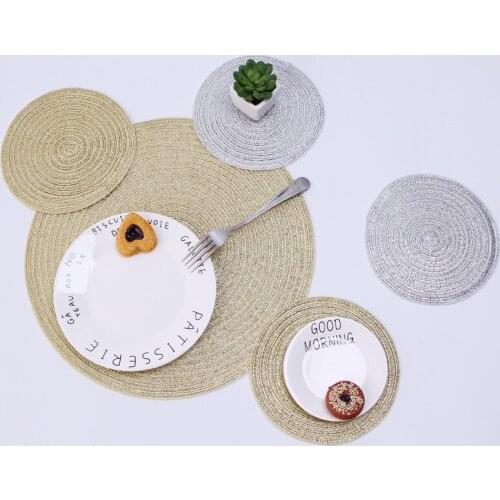 Linen Table Mats Coasters Hot Pad Round Table Mat Stand for Mugs Anti Slip Drink Insulated Placemats Kitchen Furniture Doily