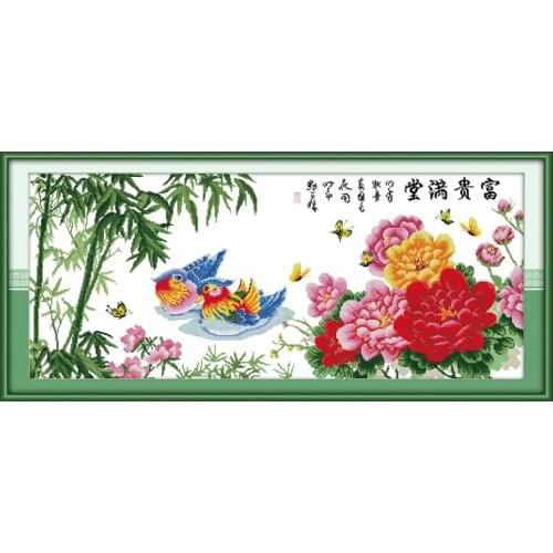 Mandarina ducks stay in spring cross stitch kit cartoon canvas stitching embroidery DIY handmade needlework