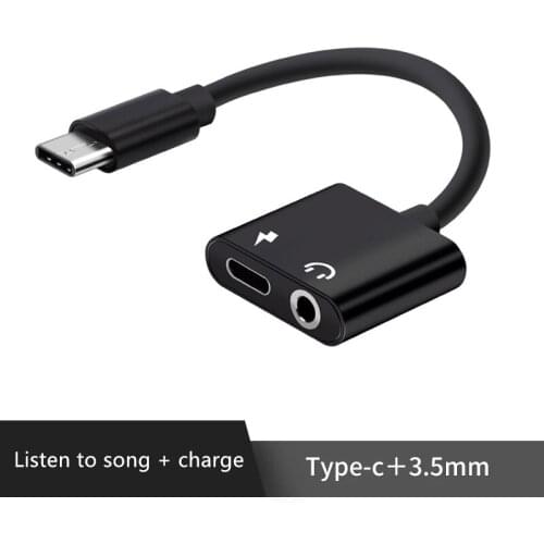Mobile phone type-C to 3.5mm two in one adapter to listen to songs and charge calls