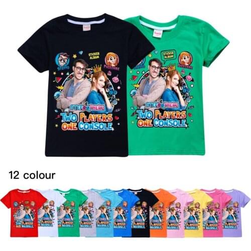 Two Players One Console Fashion Trend Child Clothing Cotton Summer Casual Top Girls Wear Short-sleeved T-shirt for Teenage Girls