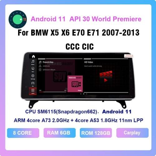 12.3'' Android 11 8-core 4G+64G GPS Navigation Multimedia player car radio For BMW X5 X6 E70 E71 2007-2013 CCC CIC